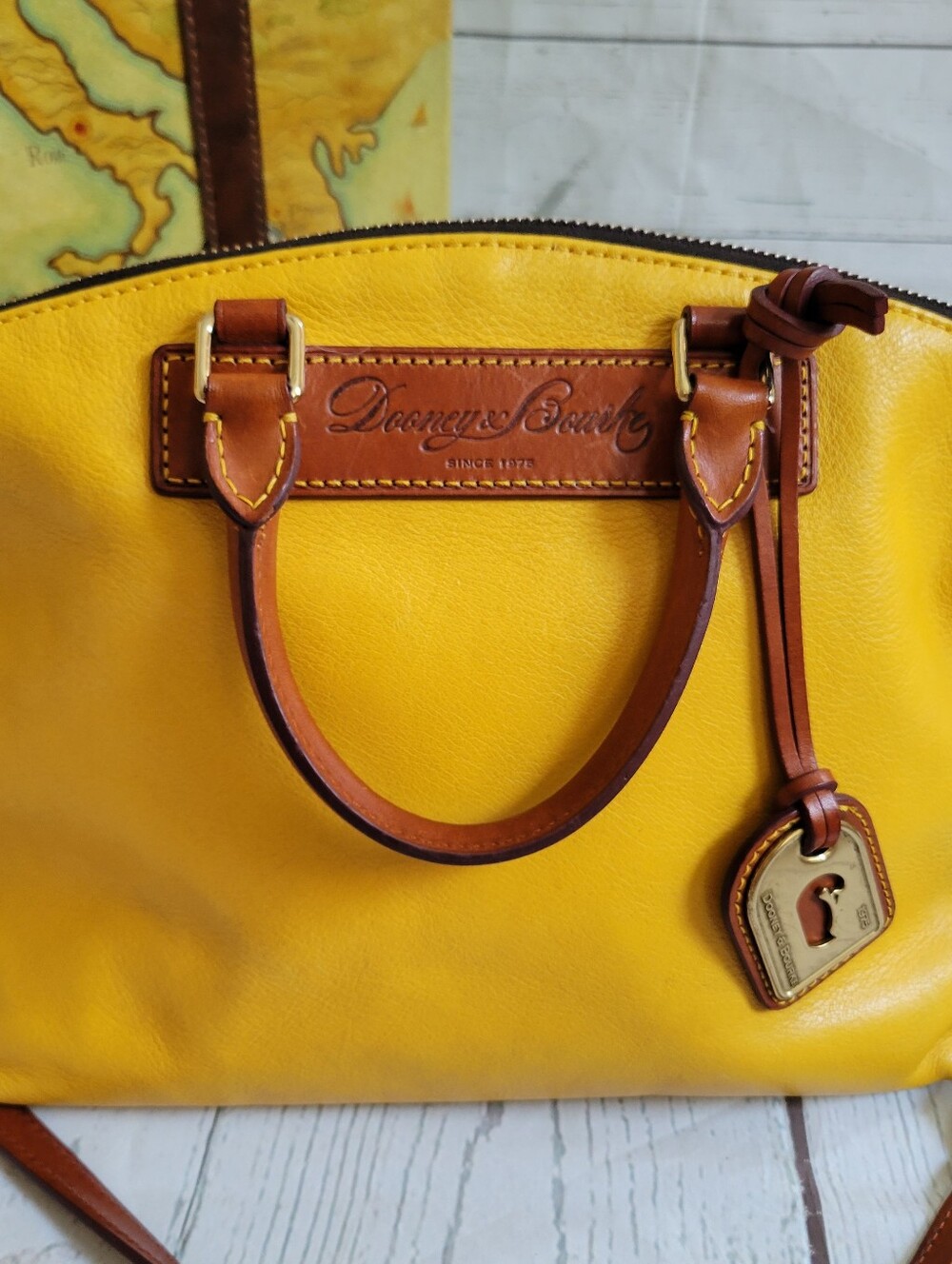 Dooney & Bourke Florentine Vacchetta Leather Satchel Crossbody Bag - Picture 2 of 10